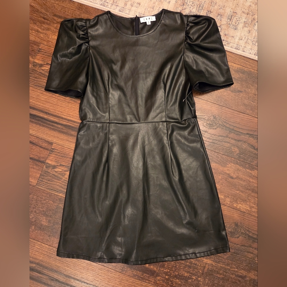 THML Black Faux Leather Mini Dress